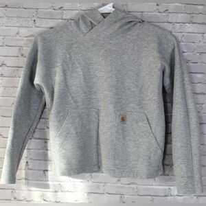 Carhartt Girls XS (7) Waffle Thermal Hoodie long sleeve Silver Shirt Sweater